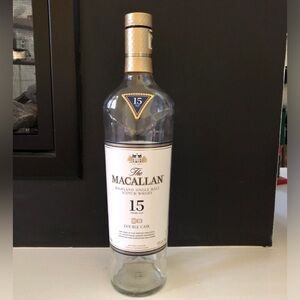 Empty 750 ml Macallan 15 Year Double Cask Single Malt Scotch Glass Bottle